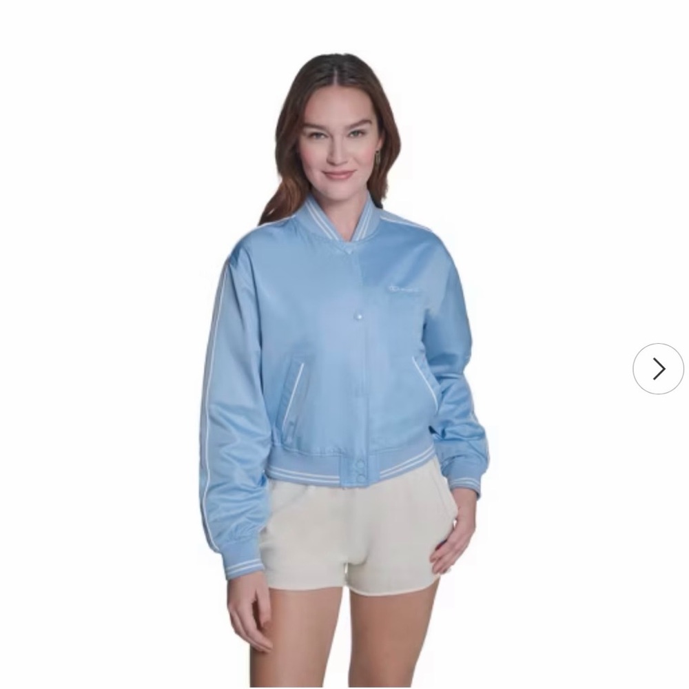 Champion Light Blue Bomber Cropped Jacket - Size 2X NEW